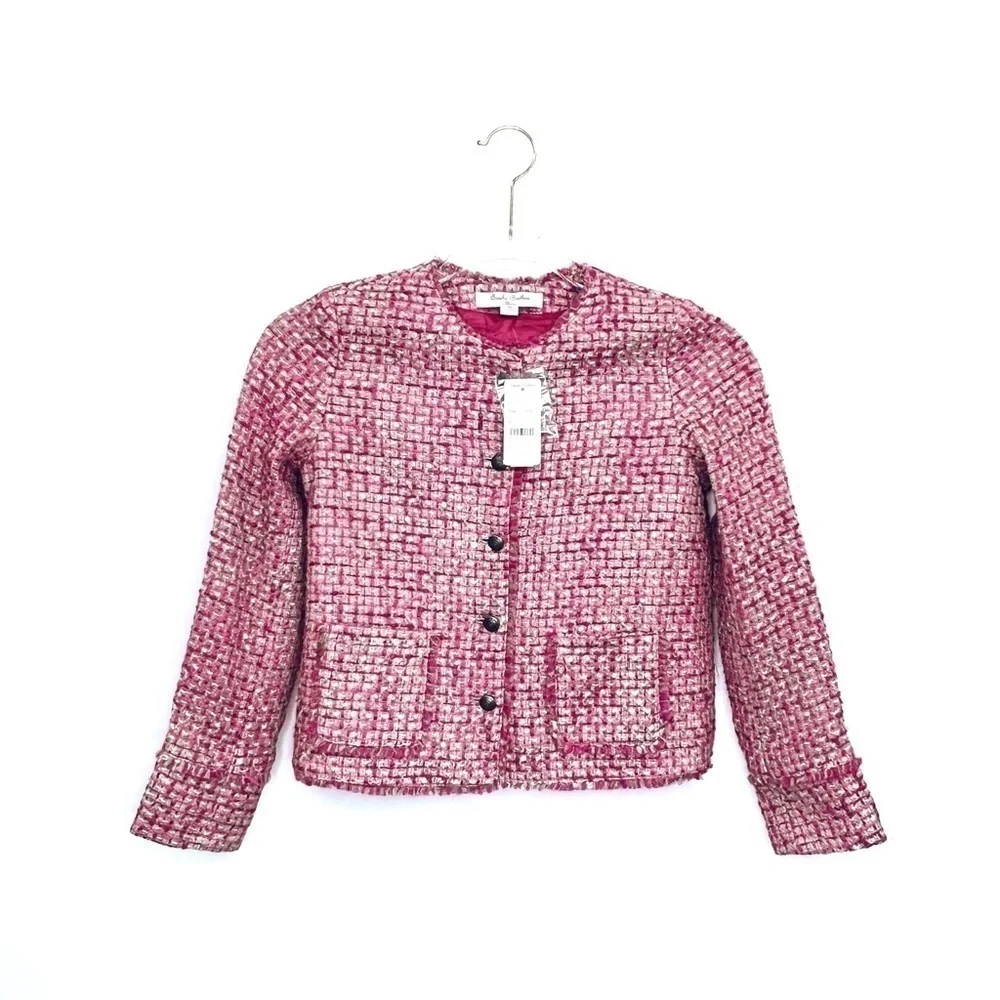Brooks Bothers Girl’s Tweed Blazer Size 12 Pink Taupe Cream Barbie New NWT